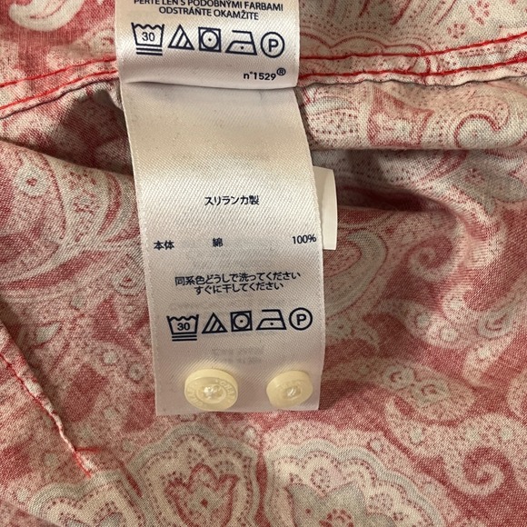 Chaps Womens Large Red Paisley No Iron Button Down Long Sleeve Shirt Cotton EUC - Picture 9 of 10